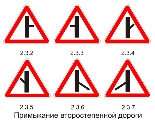 Вместо знака "Главная дорога" могут использоваться обозначения, предупреждающие о примыкании второстепенного пути