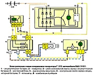 Электрическая схема соединения генератора Г-222 автомобиля ВАЗ-2107