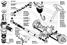 Рулевое привод УАЗ-3741, УАЗ-3962, УАЗ-3909, УАЗ-2206, УАЗ-3303 состоит из сошки, тяги сошки, рычага поворотного кулака, тяги рулевой трапеции и рычагов трапеции