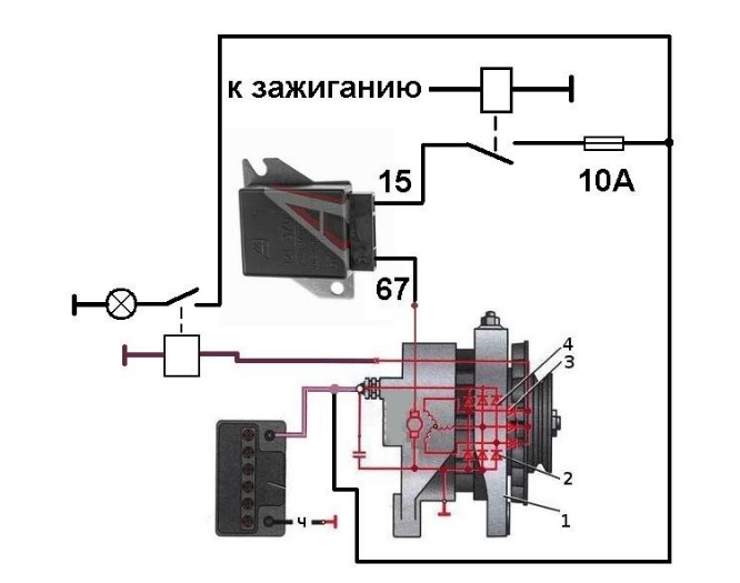 Схема подключения реле регулятора к генератору уаз буханка