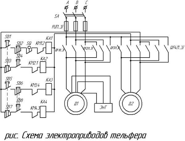 Электрическая схема управления кран балкой