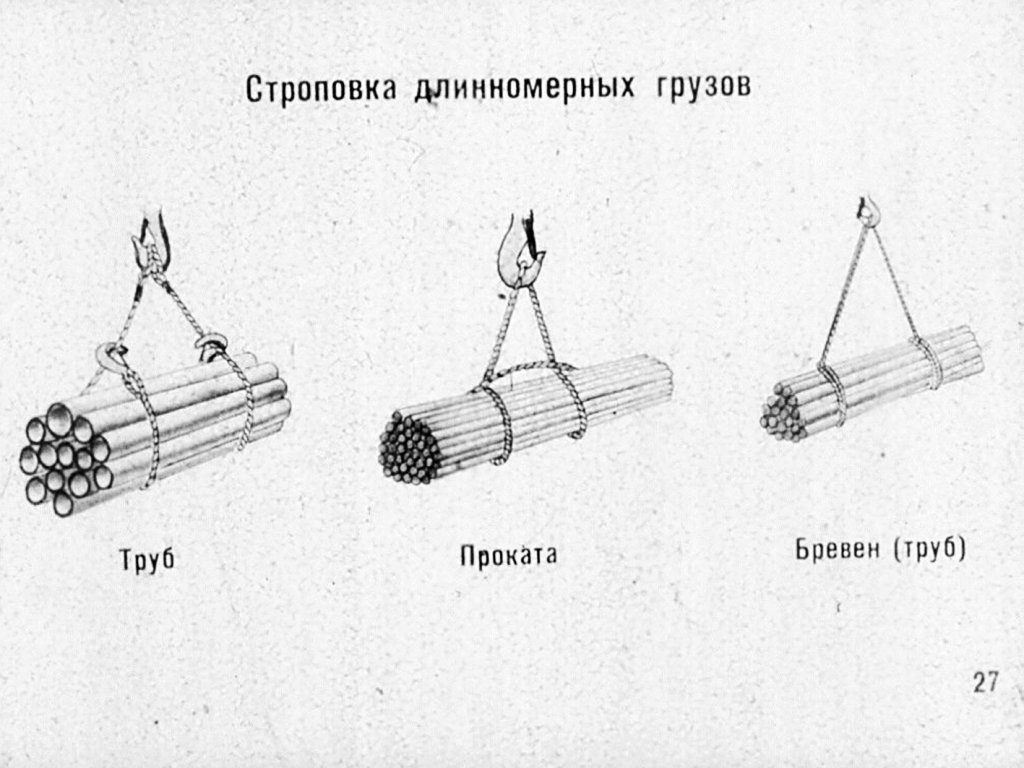 Строповка пакета труб