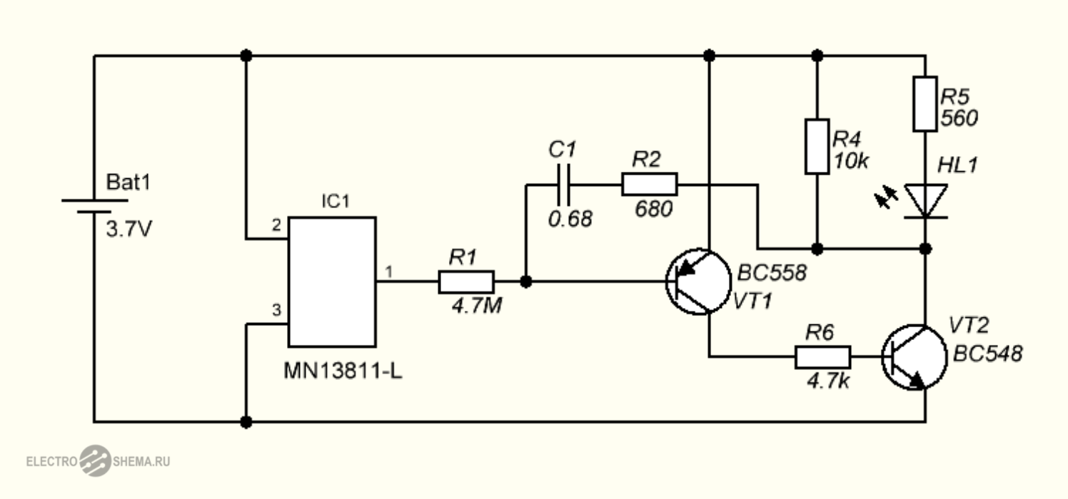 Индикатор севшего аккумулятора 18650 с мигающим светодиодом