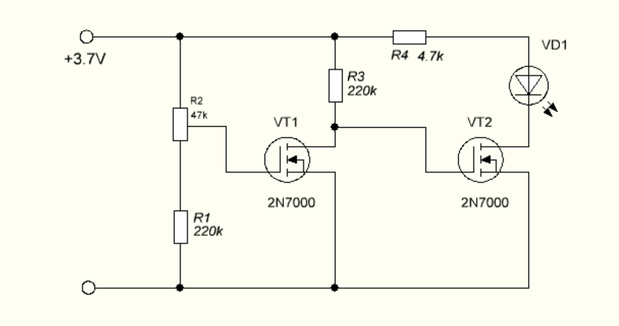 Контроль разряда батареек на полевых транзисторах