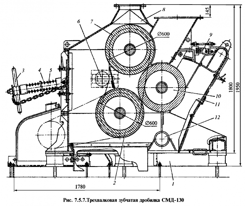 Чертеж двухвалковая дробилка