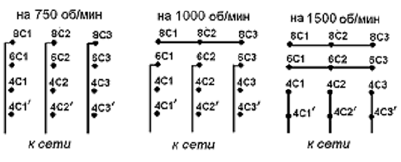 Двухскоростной однофазный асинхронный двигатель схема подключения