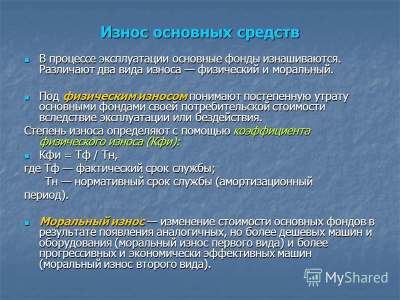 Уровень износа основных фондов