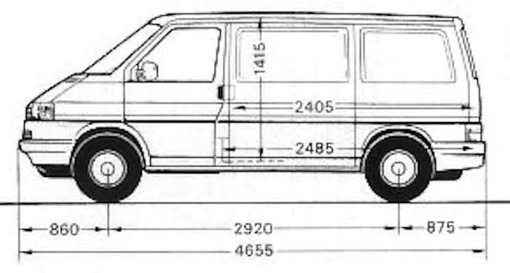 Длина каравеллы. Volkswagen Transporter t3 чертёж. Фольксваген Транспортер т3 габариты. Транспортер т4 высота кузова. Фольксваген транспортёр т4 габариты салона.