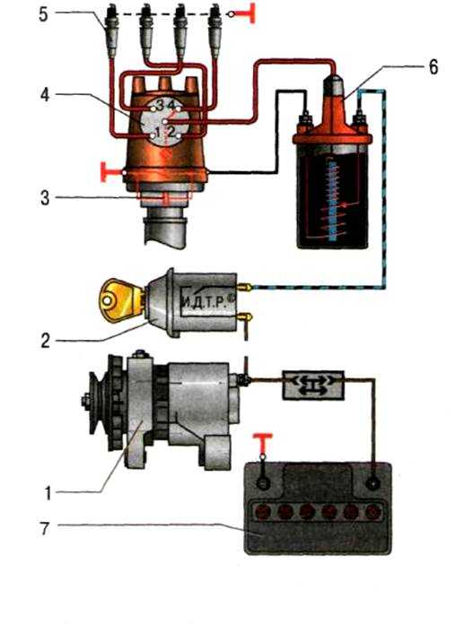 Схема зажигания газ 402 двигатель