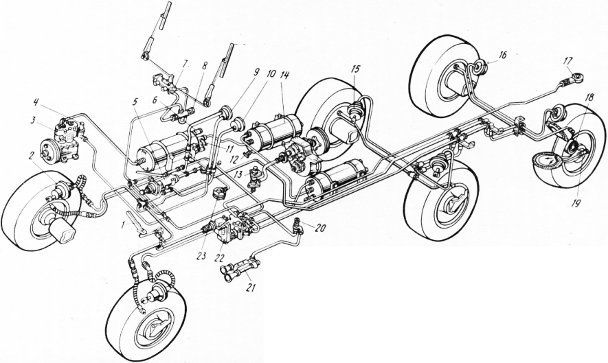 Тормозная система камаз 5320 схема трубок