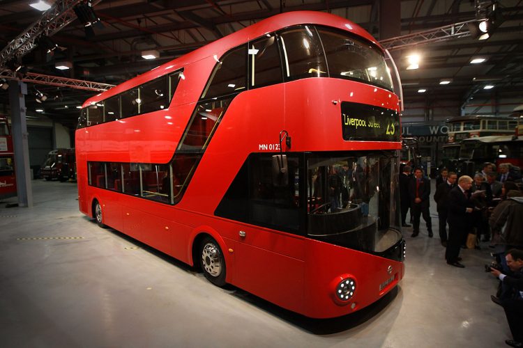 LONDON, ENGLAND - NOVEMBER 11: A mock up of the New Bus for London is shown to reporters at Acton on November 11, 2010 in London, England. The new bus design mimics some of the features of the iconic red London Routemaster bus and is scheduled to come into service in 2012. The original Routemaster was introduced in 1956 and a number of them are still in use on heritage routes in London, following their withdrawal from regular routes in 2005. (Photo by Peter Macdiarmid/Getty Images)