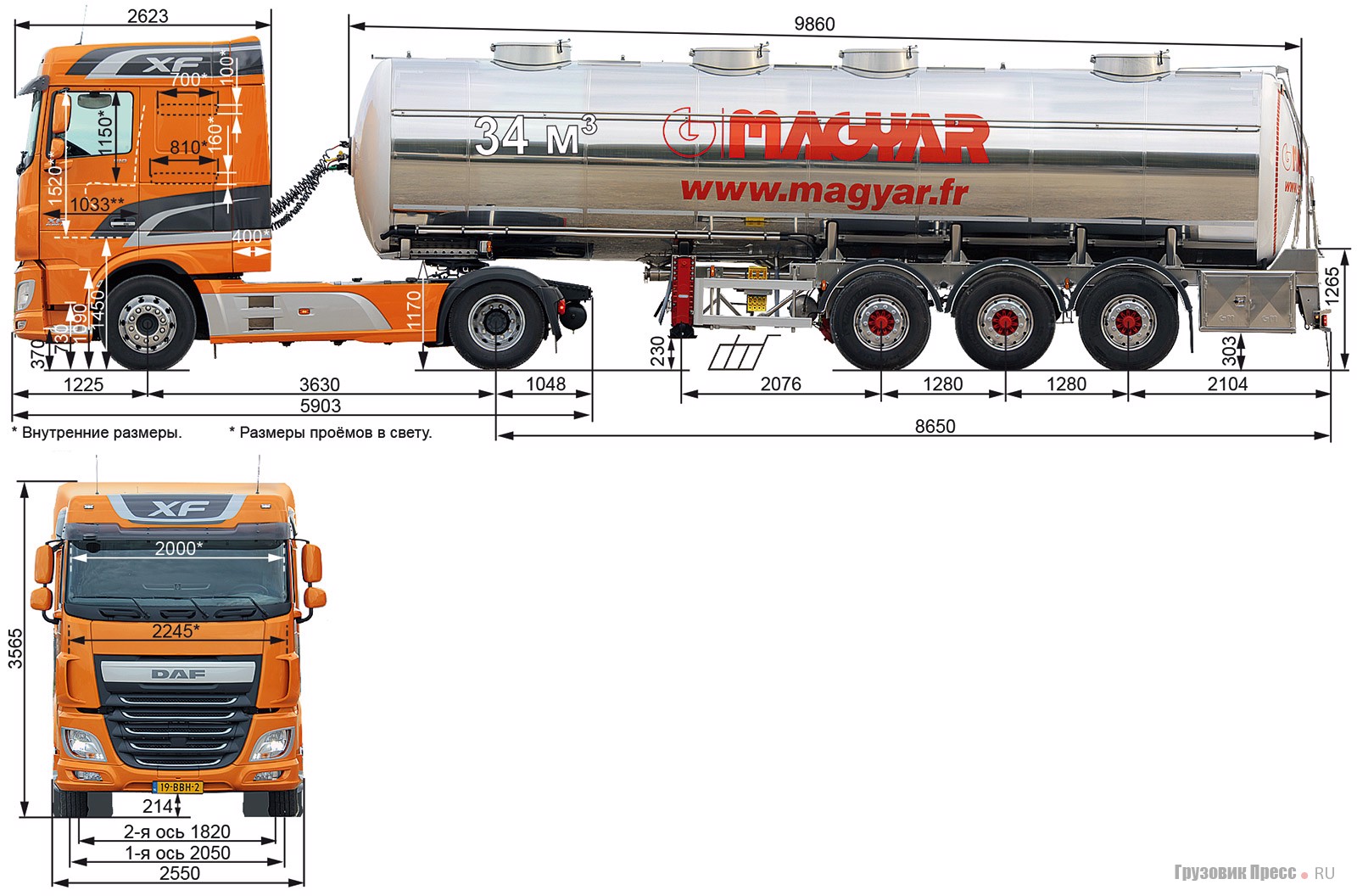 Седельный тягач DAF XF Euro 6 510 4х2 (TEh5300E) с полуприцепом для наливных грузов