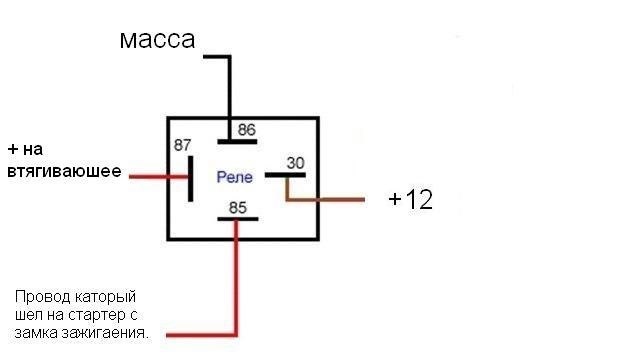 Как поставить дополнительное реле на стартер схема