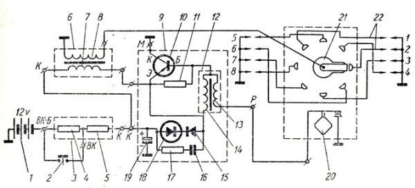 Схема контактно-транзисторной защиты