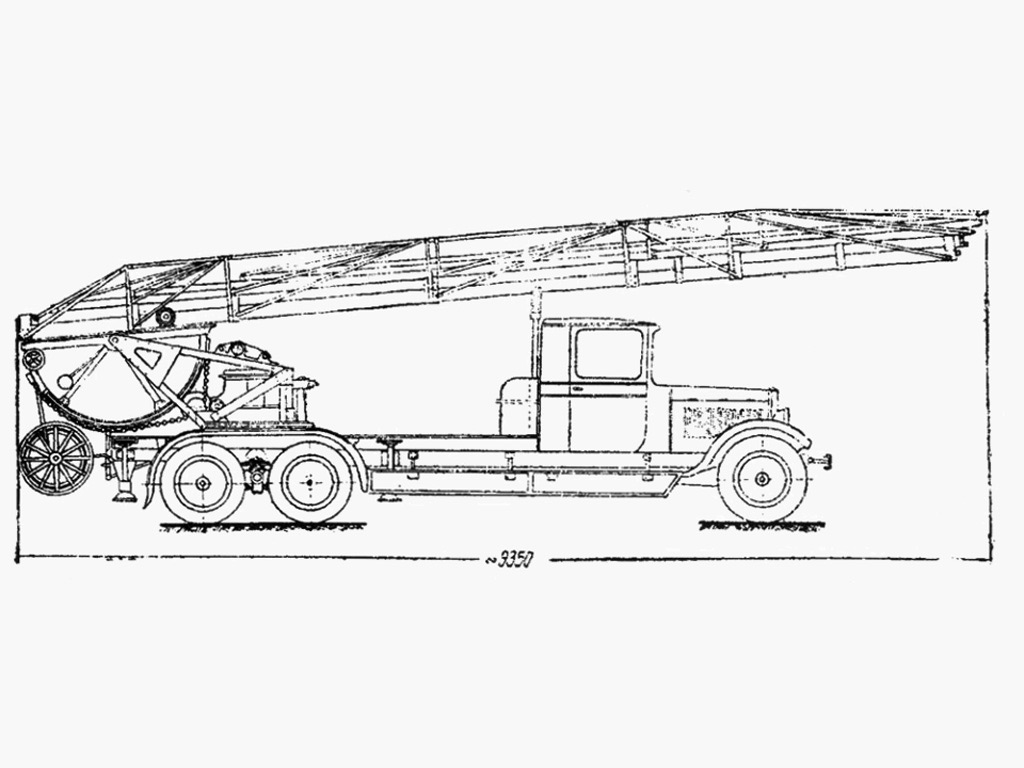 Автомеханическая лестница Metz, пересаженная на удлиненное шасси ЗиС-6