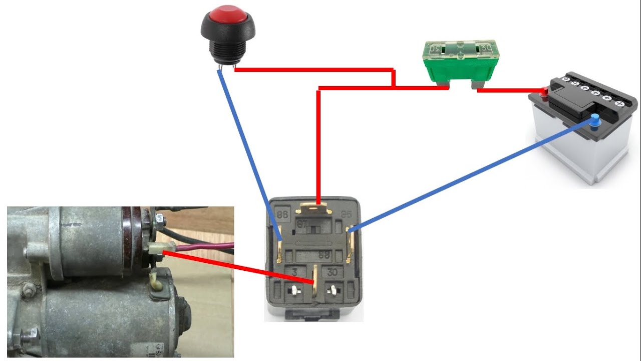 как подключить стартер через реле