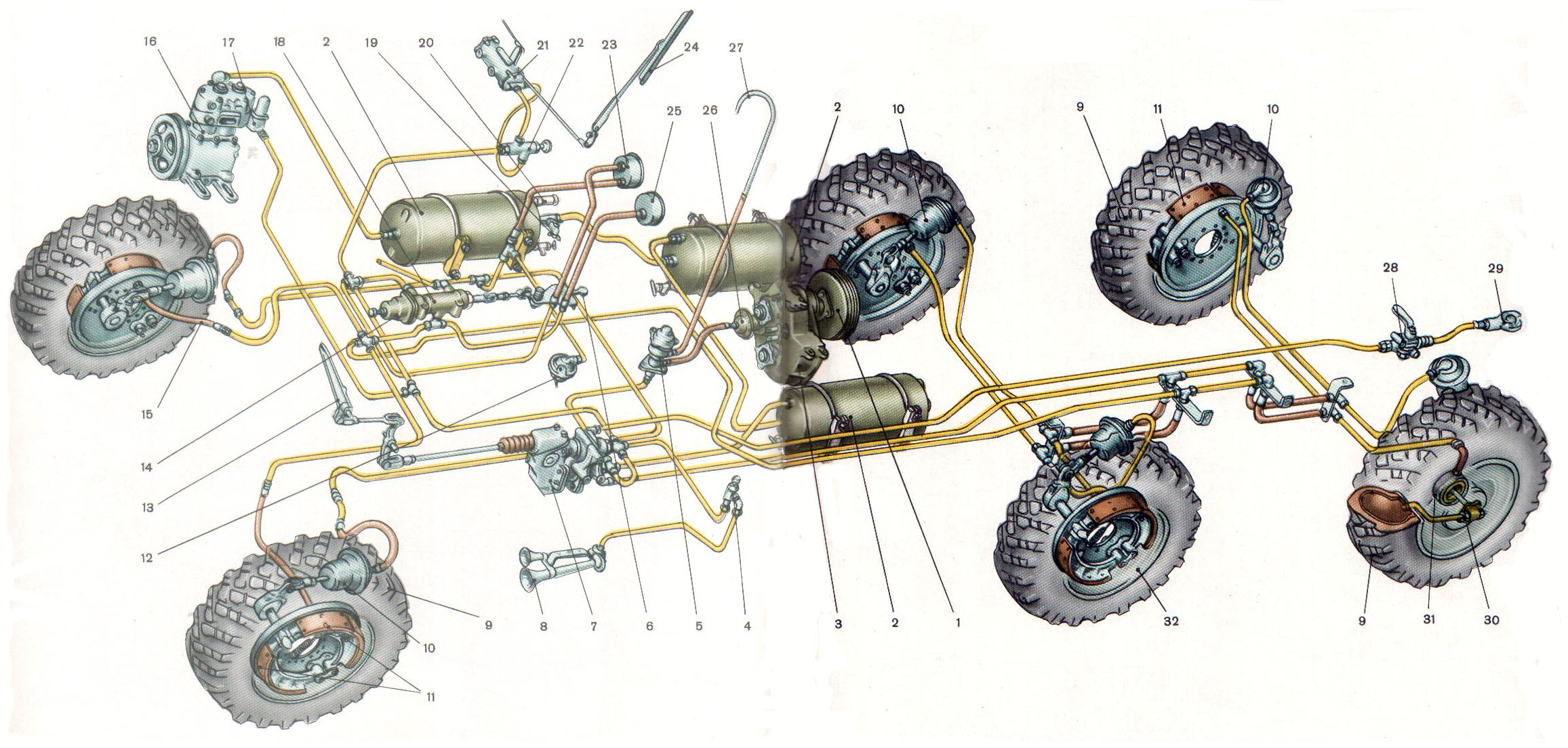 Система подкачки колес зил 131 схема