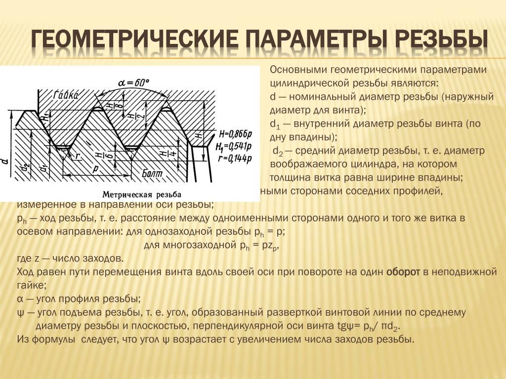 Внутренний диаметр резьбы. Геометрические параметры метрической резьбы. М36х3 резьба средний диаметр. Основные параметры резьбы соединений. Основные геометрические параметры резьбы.