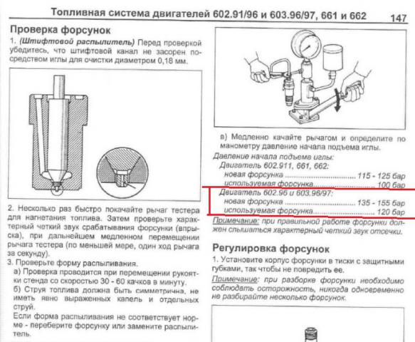 Давление форсунок