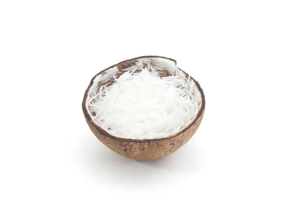 Тертого кокоса, изолированные на белом фоне — стоковое фото