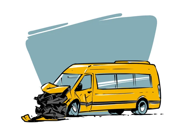 Микроавтобус аварии. Рисованной иллюстрации — стоковое фото