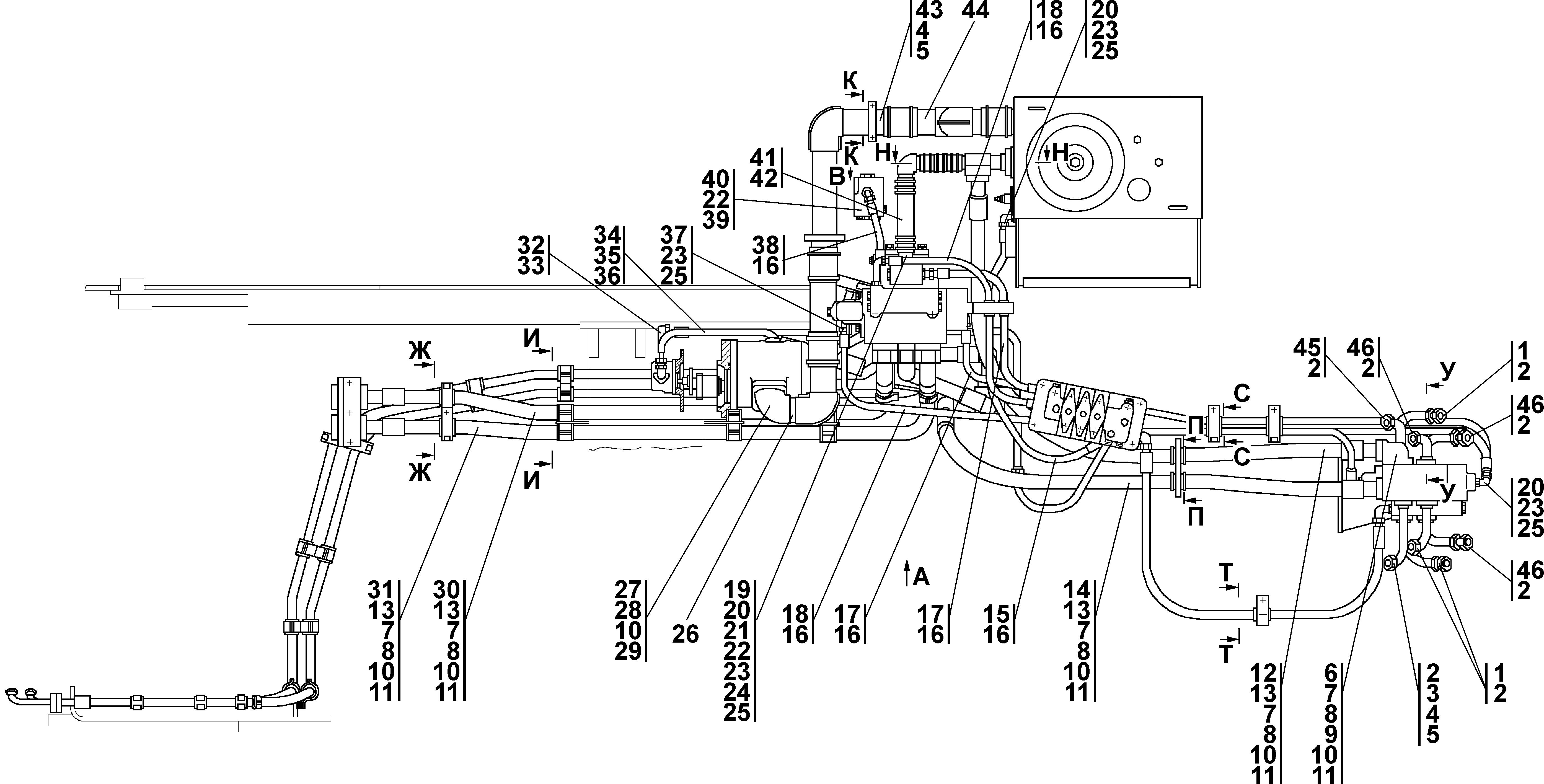 Схема гидравлики т 25